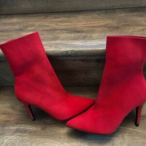 Vibrant Red Heeled Boots
